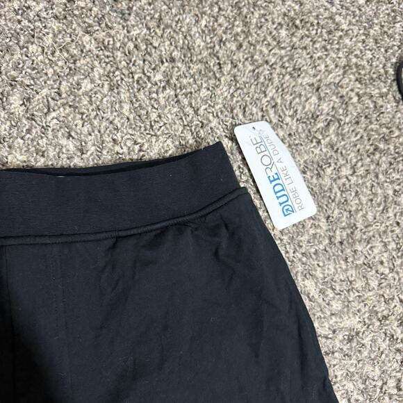 Dude Robe Terry Lined Shorts Mens S/M Stretch Sweats Pull On Comfy Black New - Picture 2 of 4